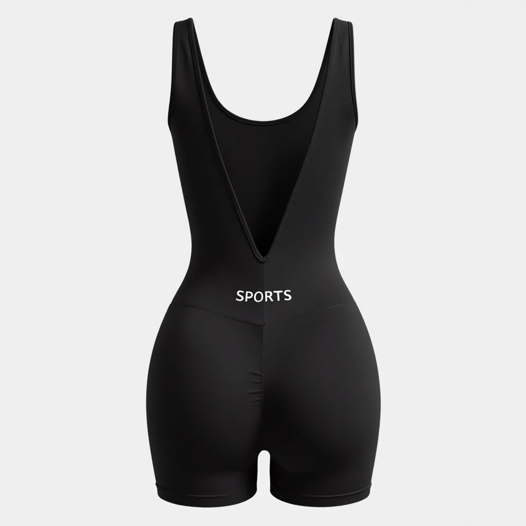 ShapeMe Active Sculpt Romper – Sports Shapewear with Deep-V Back