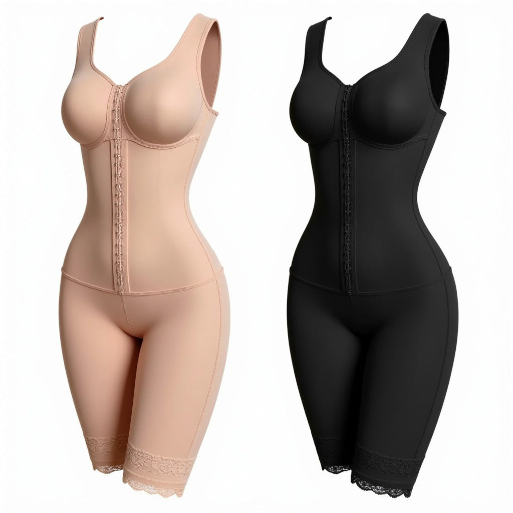 ShapeMe Hourglass Full-Body Compression Suit – Mid-Thigh with Zipper & Hooks