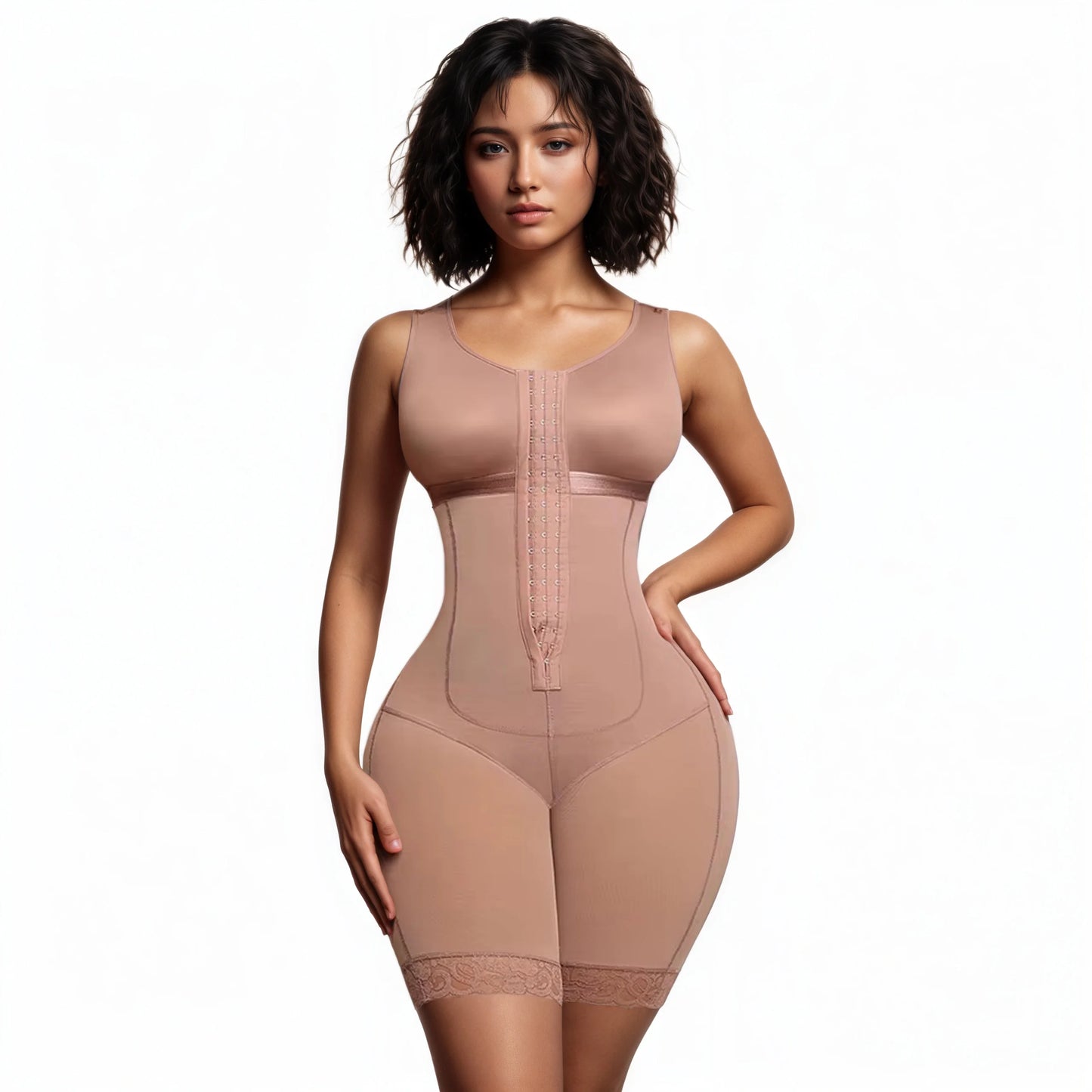 ShapeMe Hourglass Full-Body Compression Suit – Mid-Thigh with Zipper & Hooks