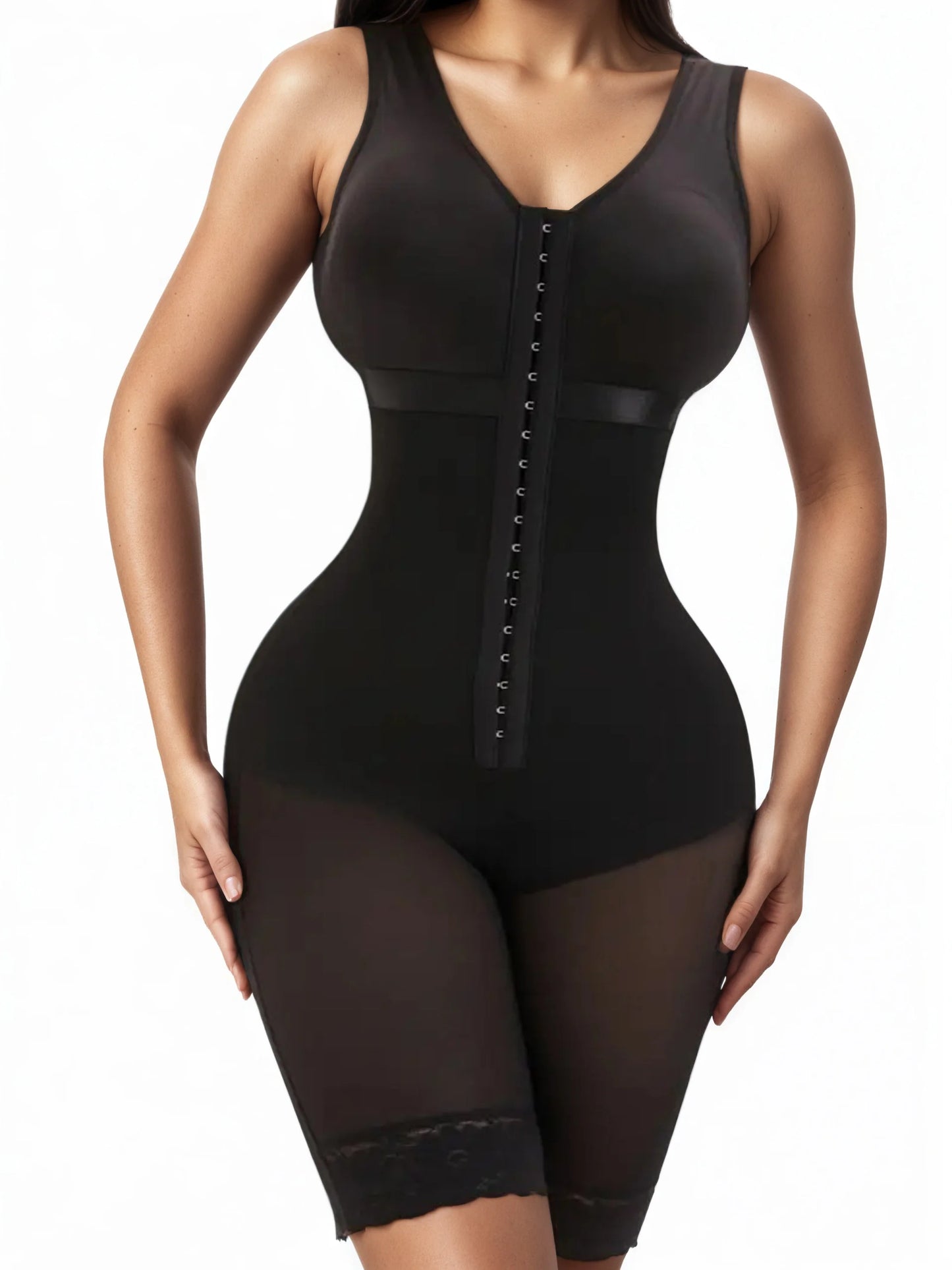 ShapeMe Hourglass Full-Body Compression Suit – Mid-Thigh with Zipper & Hooks
