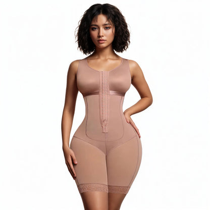 ShapeMe Hourglass Full-Body Compression Suit – Mid-Thigh with Zipper & Hooks
